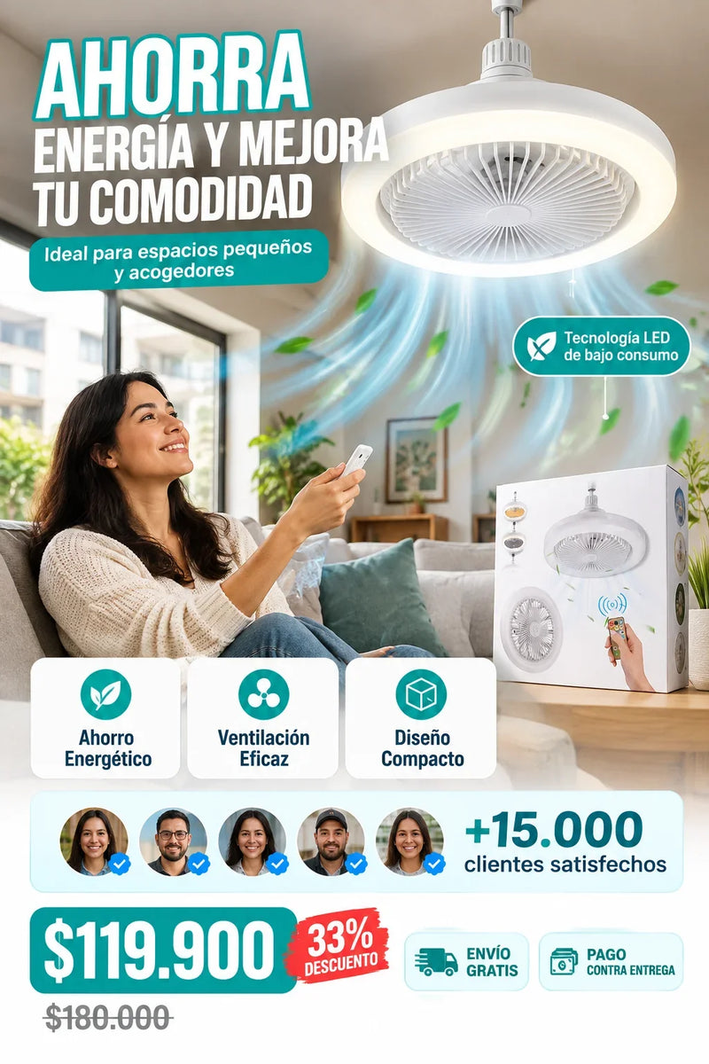 Lámpara LED 360° con Ventilador